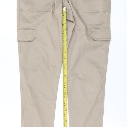 George Women Beige Cargo Trousers Size 12 Cotton Stretch