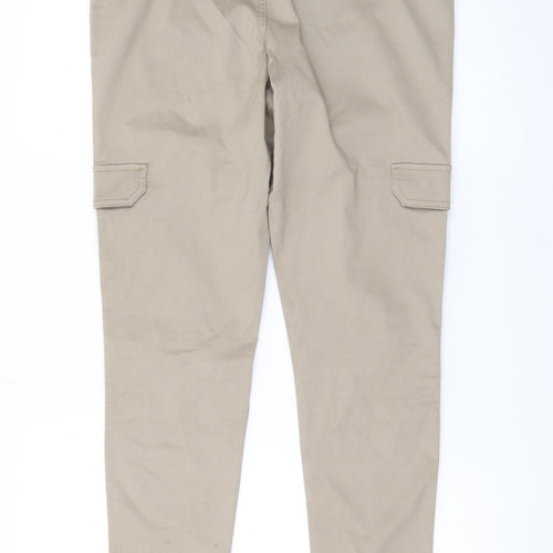 George Women Beige Cargo Trousers Size 12 Cotton Stretch