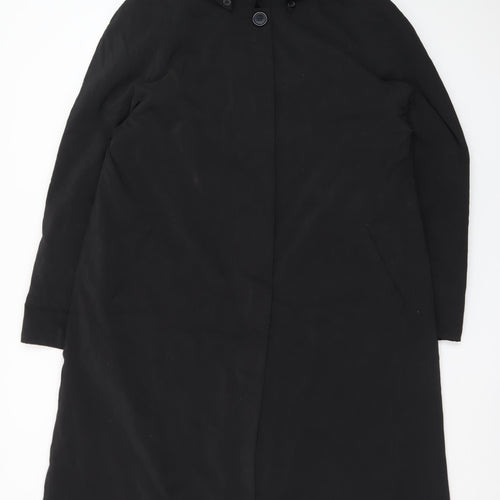 Liz Claiborne Women's Black Long Hooded Rain Coat Size 12