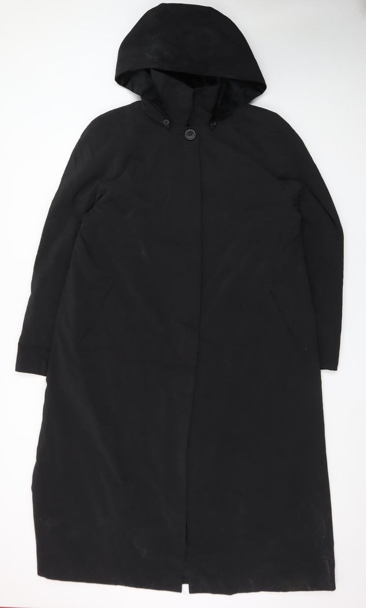 Liz Claiborne Women's Black Long Hooded Rain Coat Size 12