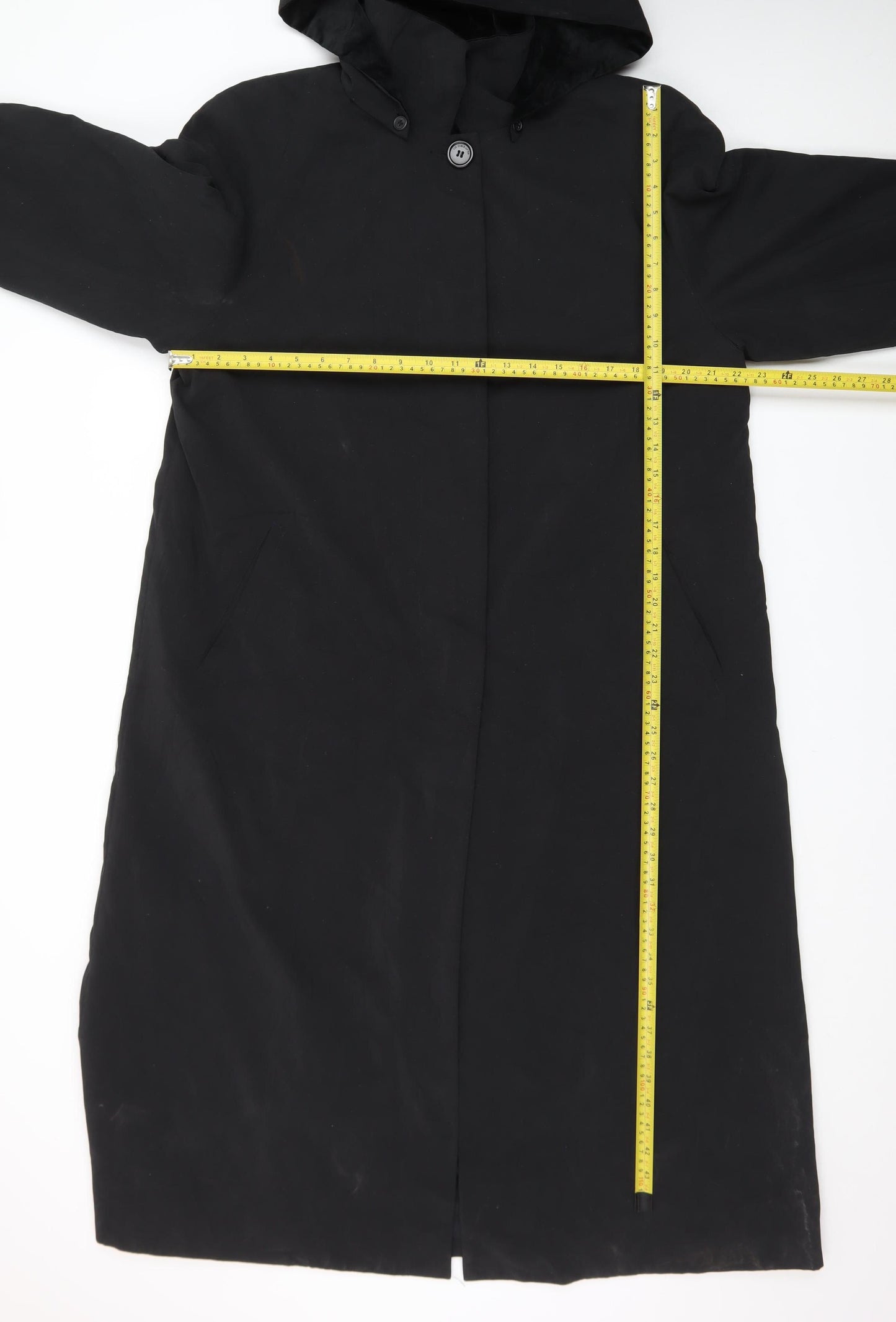 Liz Claiborne Women's Black Long Hooded Rain Coat Size 12