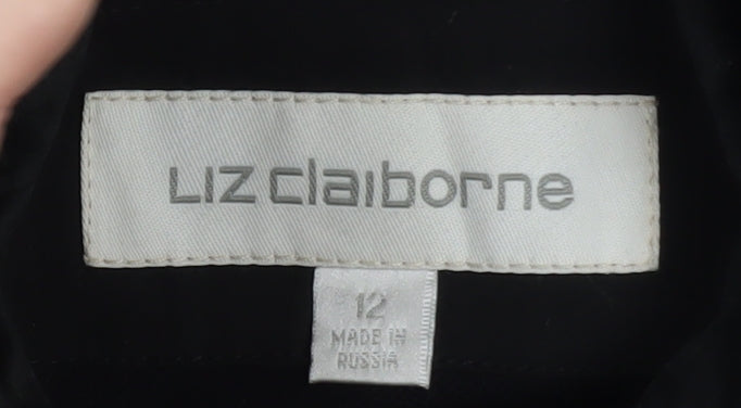 Liz Claiborne Women's Black Long Hooded Rain Coat Size 12