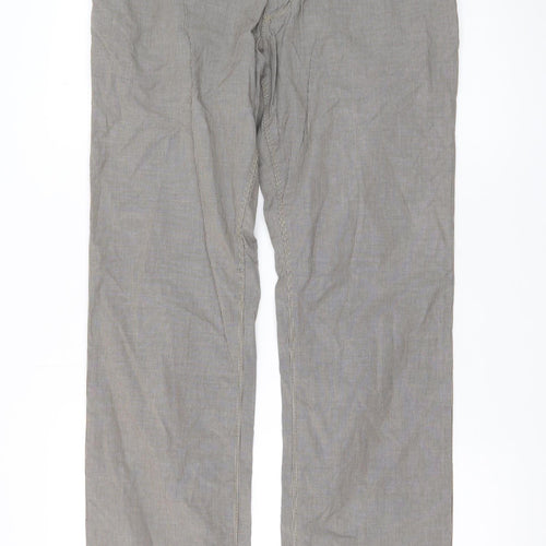 Hattric Men's Grey Striped Straight Jeans 32x34 Regular Fit