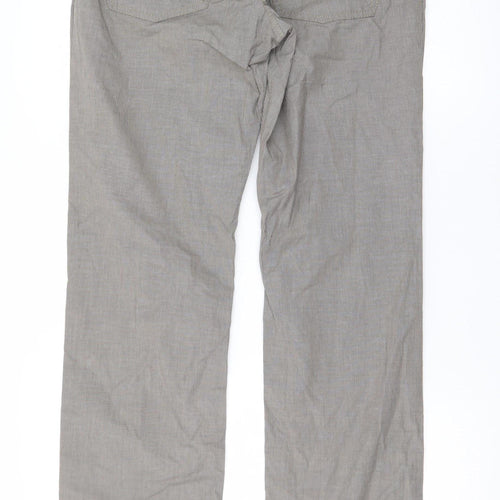Hattric Men's Grey Striped Straight Jeans 32x34 Regular Fit