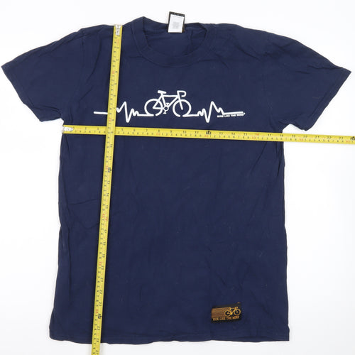 Ride Like The Wind Men's Blue Graphic Cycling T-Shirt Size M