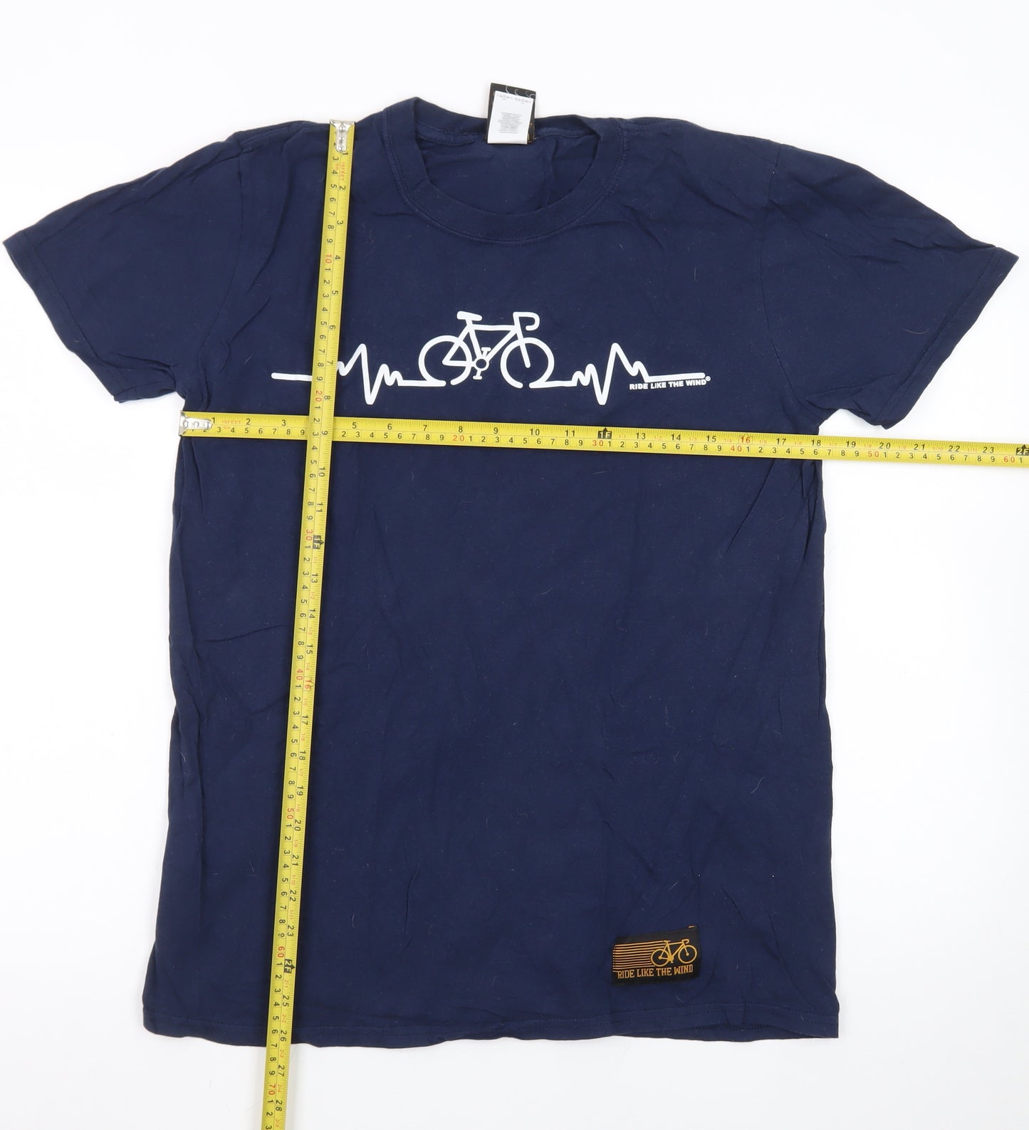 Ride Like The Wind Men's Blue Graphic Cycling T-Shirt Size M
