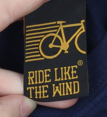 Ride Like The Wind Men's Blue Graphic Cycling T-Shirt Size M