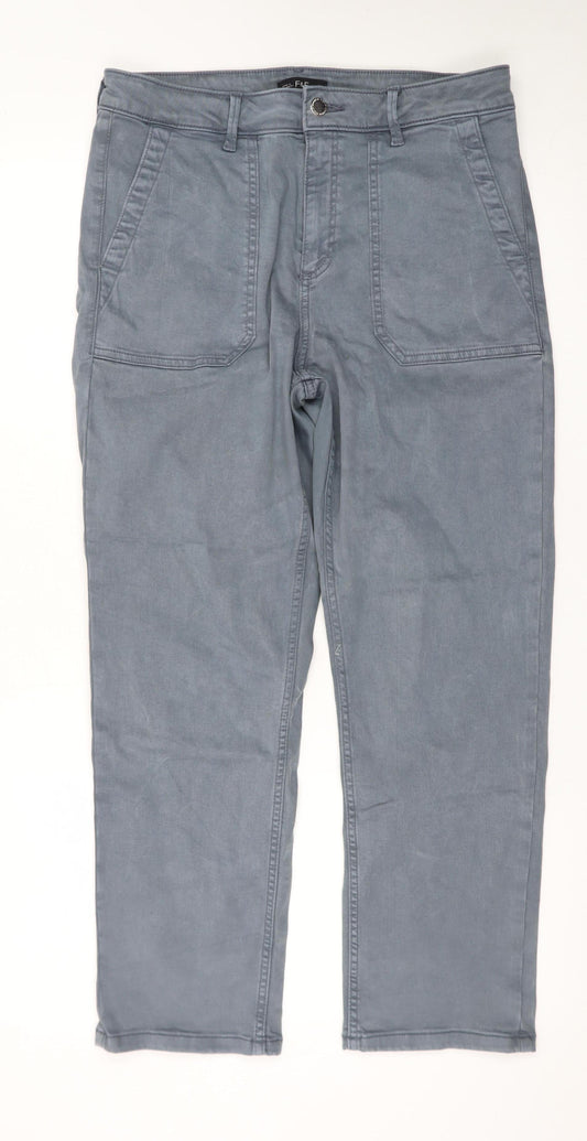 F&F Women’s Grey Cargo Stretch Cotton Twill Trousers Size 12