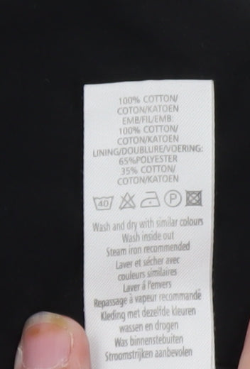 New Look Women's Black Cotton A-Line Embroidered Skirt Size 12