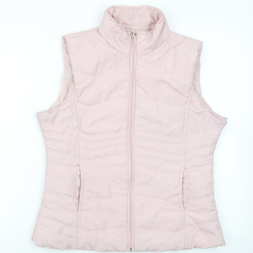 Paul Berman Womens Pink Puffer Waistcoat Size 12 Quilted Zip Lightweight