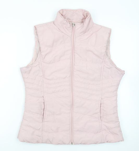 Paul Berman Womens Pink Puffer Waistcoat Size 12 Quilted Zip Lightweight
