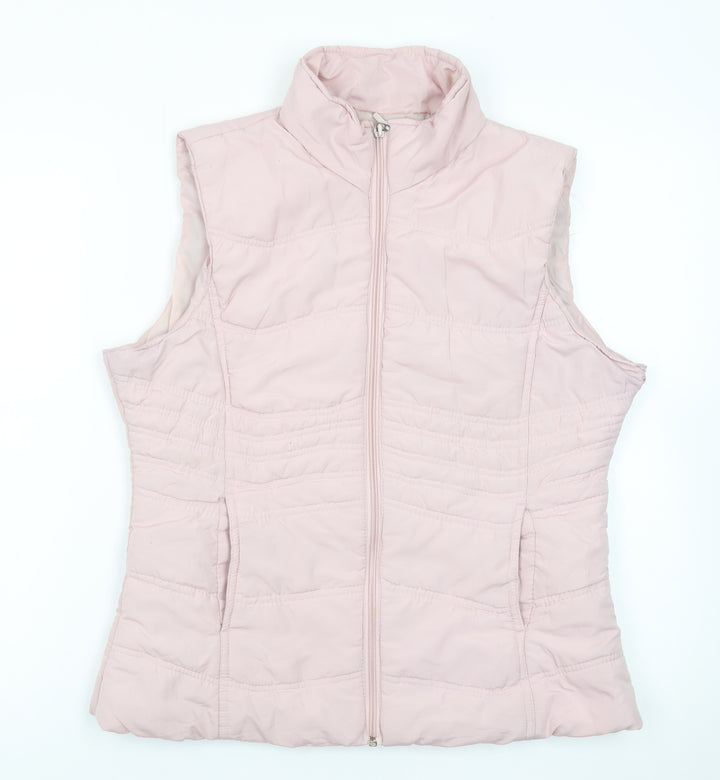 Paul Berman Womens Pink Puffer Waistcoat Size 12 Quilted Zip Lightweight