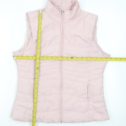 Paul Berman Womens Pink Puffer Waistcoat Size 12 Quilted Zip Lightweight