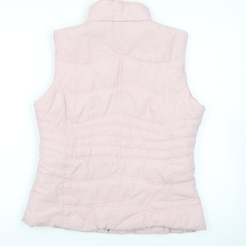 Paul Berman Womens Pink Puffer Waistcoat Size 12 Quilted Zip Lightweight