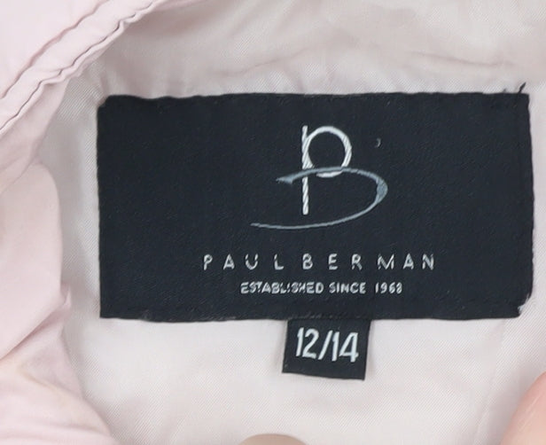 Paul Berman Womens Pink Puffer Waistcoat Size 12 Quilted Zip Lightweight
