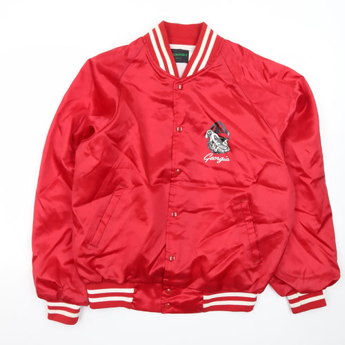 Bridgeport Men's Red Varsity Jacket Size L 42in College Sports Style