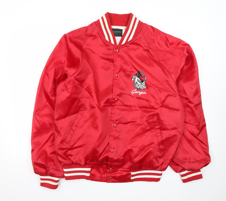 Bridgeport Men's Red Varsity Jacket Size L 42in College Sports Style