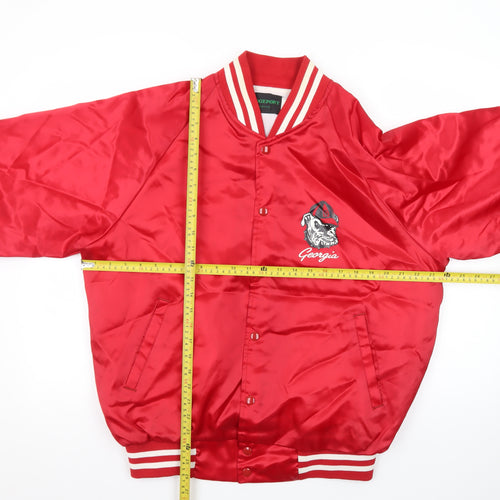 Bridgeport Men's Red Varsity Jacket Size L 42in College Sports Style