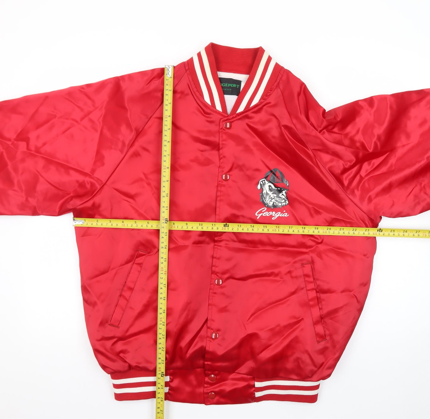 Bridgeport Men's Red Varsity Jacket Size L 42in College Sports Style