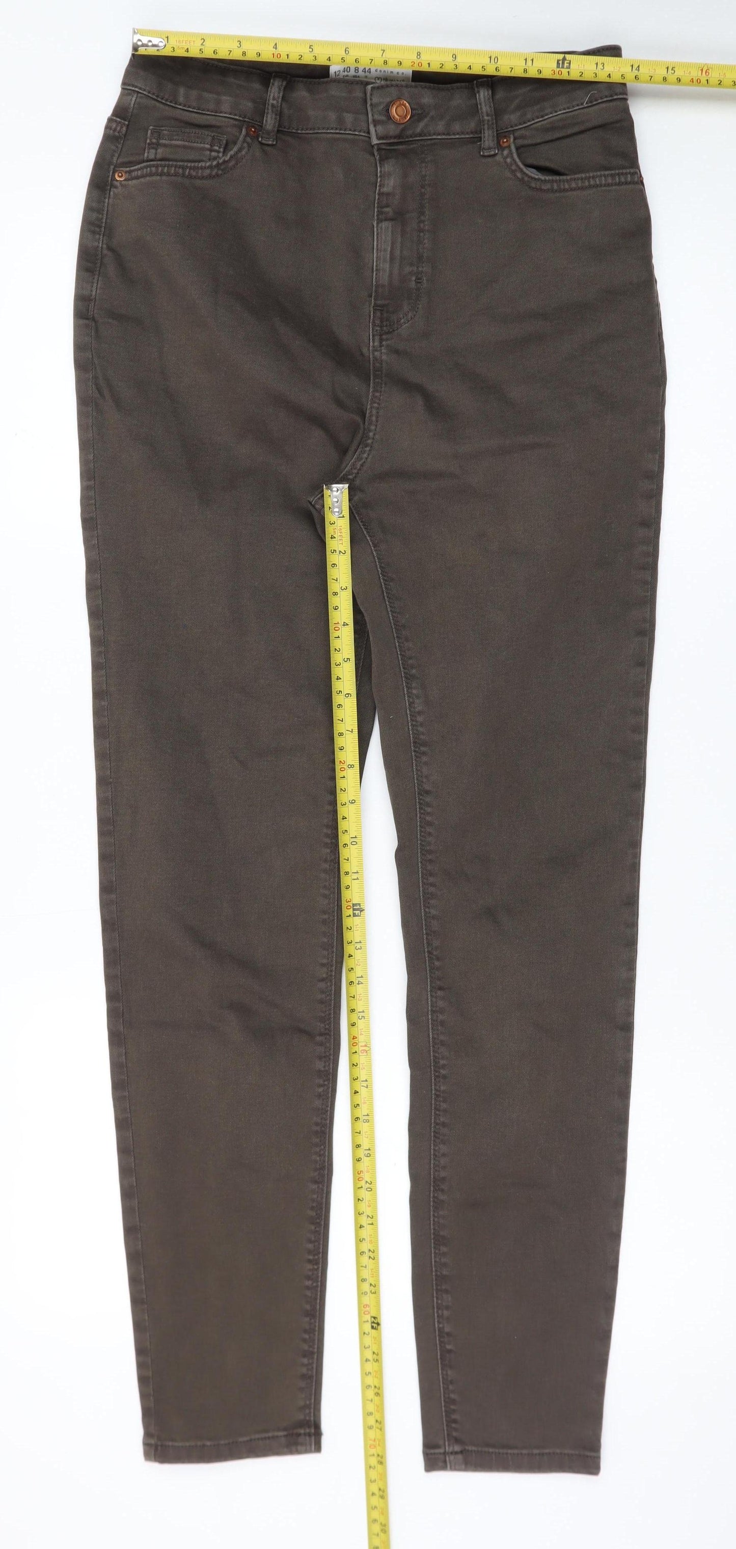 Primark Women Brown Skinny Jeans Size 12 High Rise Denim Co