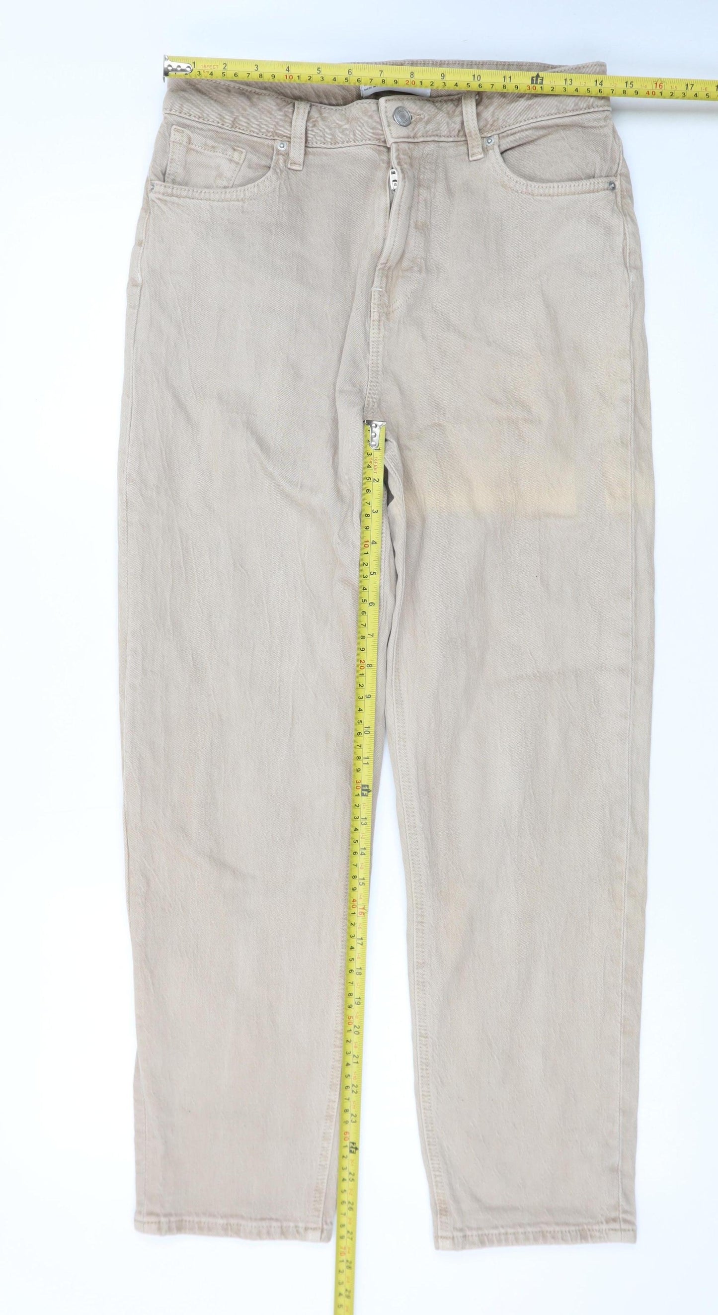 Primark Women’s Beige Straight Leg Jeans Size 10 Regular Fit