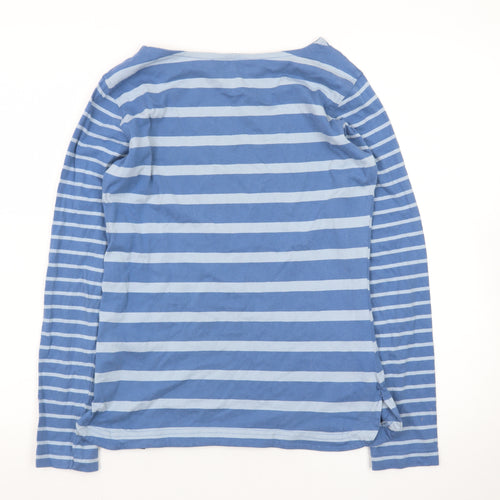 Regatta Women Blue Striped Long Sleeve Cotton Boat Neck Top Size 10