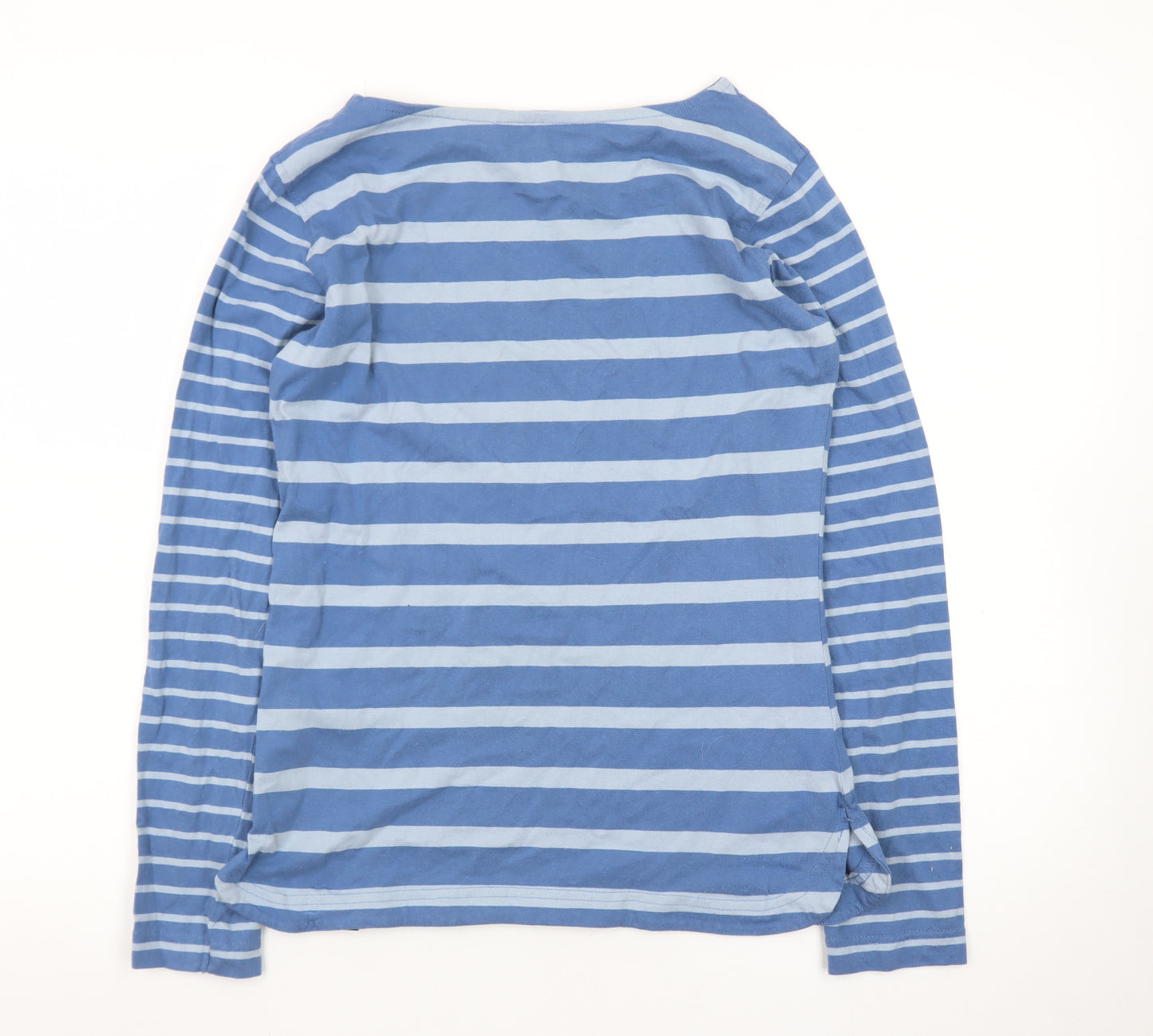 Regatta Women Blue Striped Long Sleeve Cotton Boat Neck Top Size 10