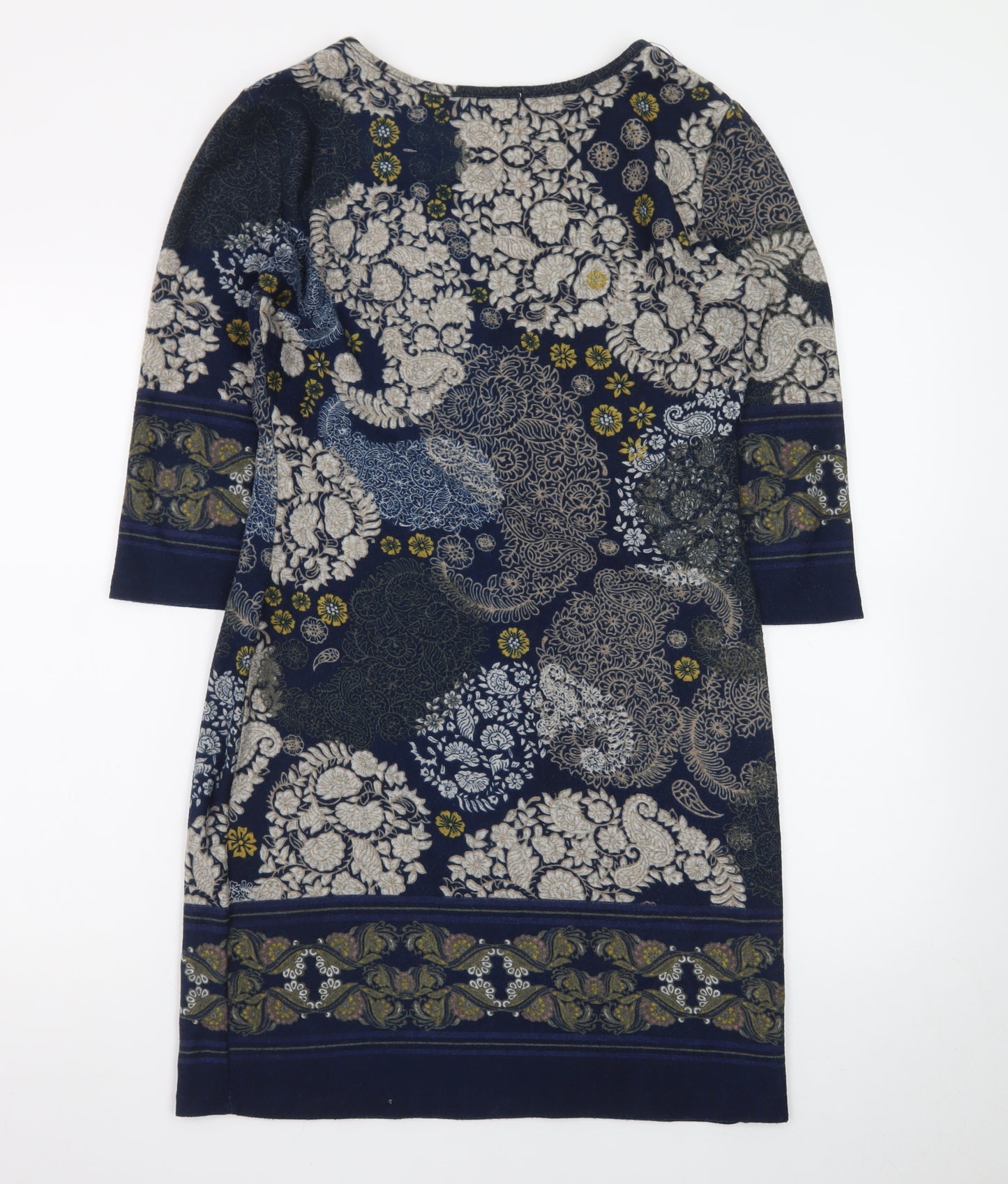 Apricot Women’s Blue Floral Shift Dress UK 10 3/4 Sleeve