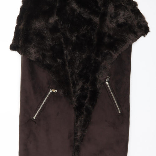 F&F Women’s Brown Faux Fur Lined Sleeveless Waistcoat Size 10