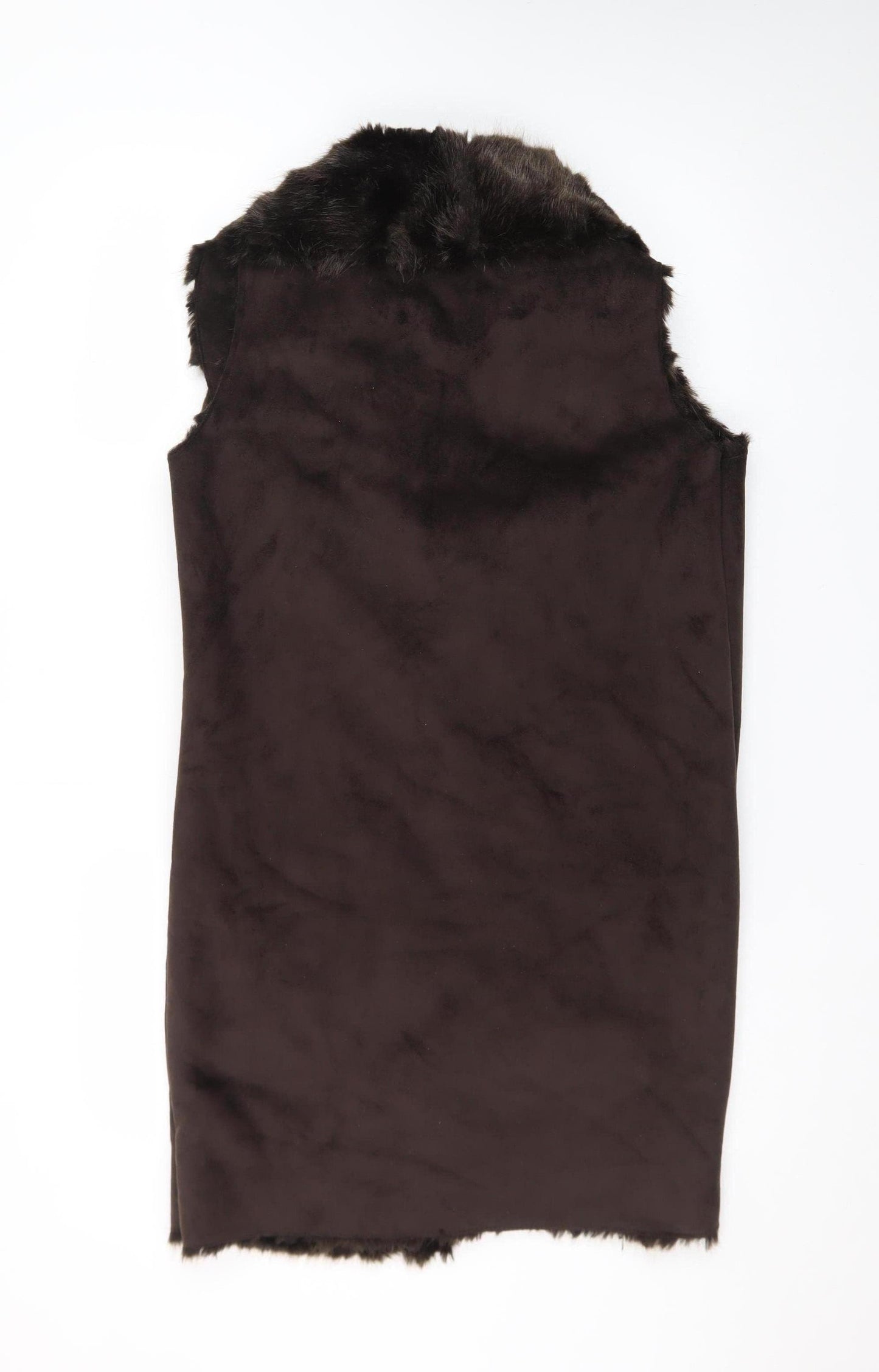 F&F Women’s Brown Faux Fur Lined Sleeveless Waistcoat Size 10