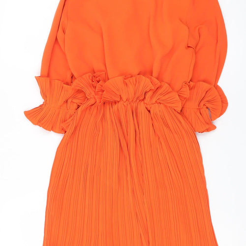 PrettyLittleThing Women’s Orange Wrap Ruffle Party Dress Size 4