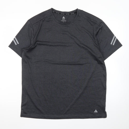 Next Mens Black Athletic Running T-Shirt L Lightweight Reflective