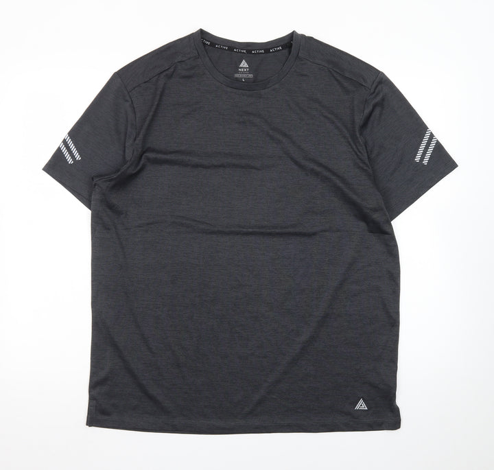 Next Mens Black Athletic Running T-Shirt L Lightweight Reflective
