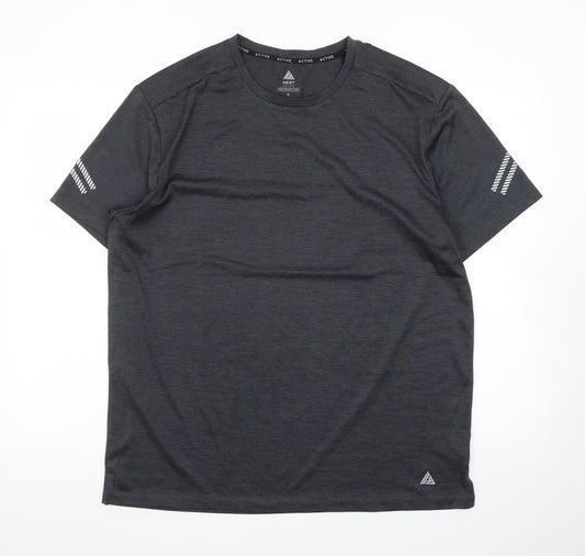 Next Mens Black Athletic Running T-Shirt L Lightweight Reflective