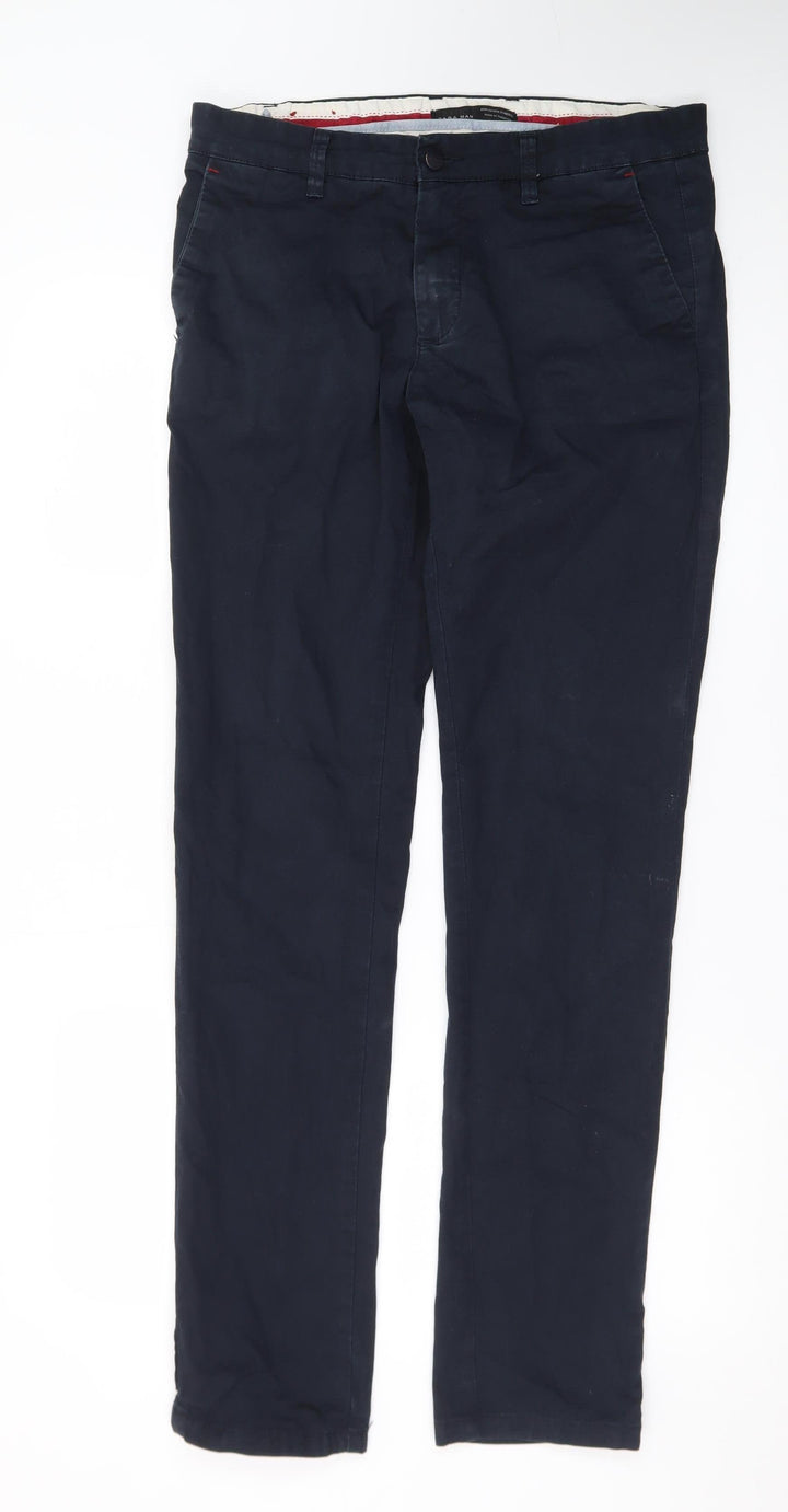Zara Man Blue Slim Fit Chino Trousers Men's 31W Straight Casual