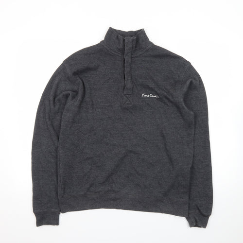 Pierre Cardin Men's Grey 1/4 Zip High Neck Cotton Jumper Size S