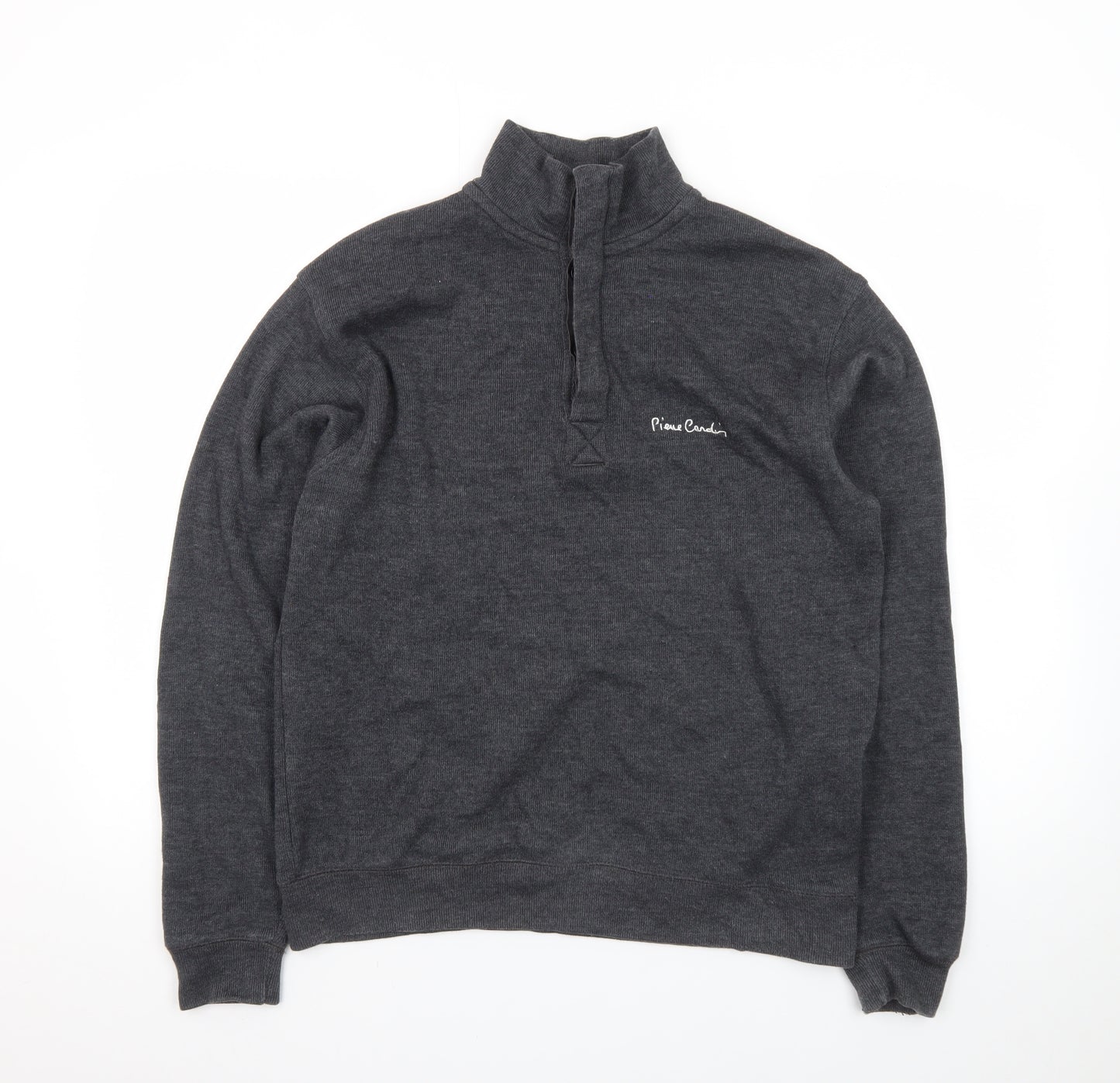 Pierre Cardin Men's Grey 1/4 Zip High Neck Cotton Jumper Size S
