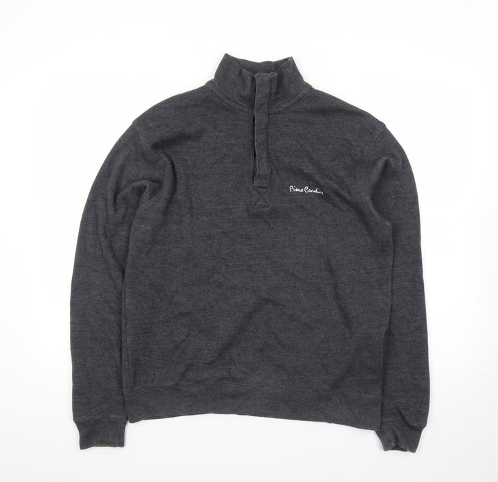 Pierre Cardin Men's Grey 1/4 Zip High Neck Cotton Jumper Size S