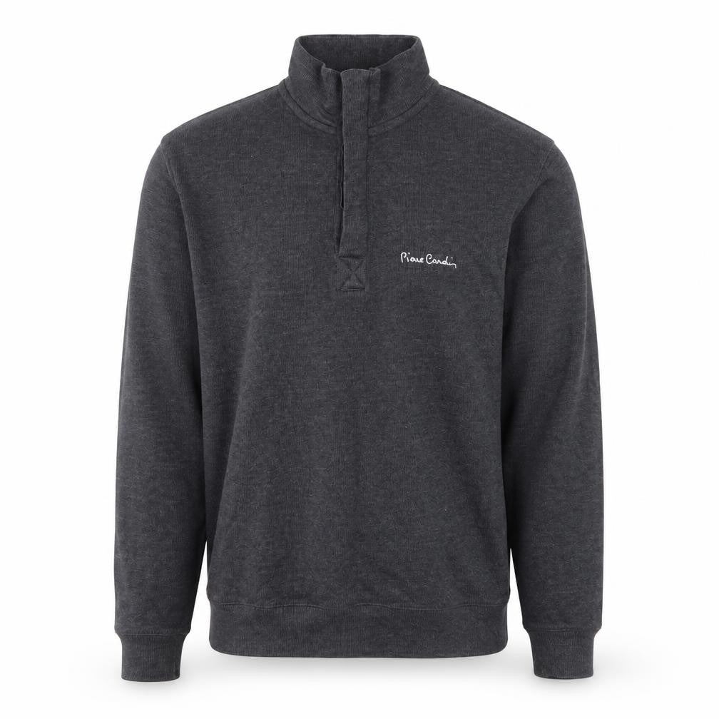 Pierre Cardin Men's Grey 1/4 Zip High Neck Cotton Jumper Size S