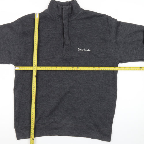 Pierre Cardin Men's Grey 1/4 Zip High Neck Cotton Jumper Size S