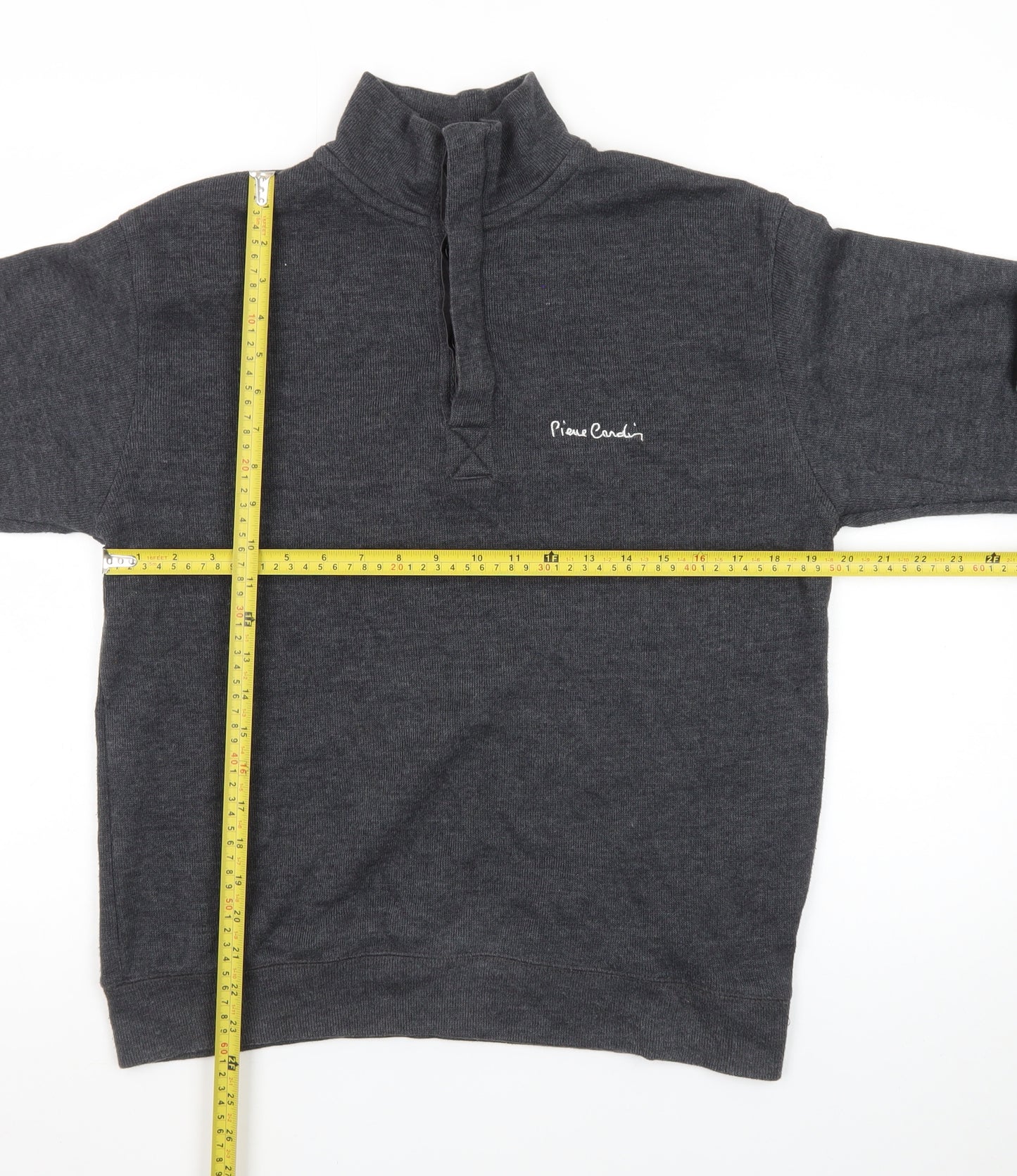 Pierre Cardin Men's Grey 1/4 Zip High Neck Cotton Jumper Size S