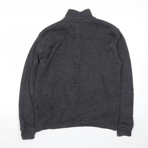 Pierre Cardin Men's Grey 1/4 Zip High Neck Cotton Jumper Size S