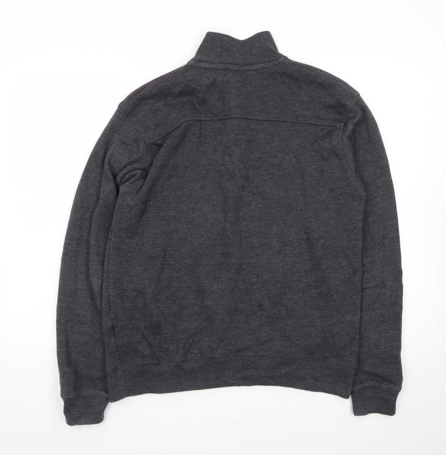Pierre Cardin Men's Grey 1/4 Zip High Neck Cotton Jumper Size S