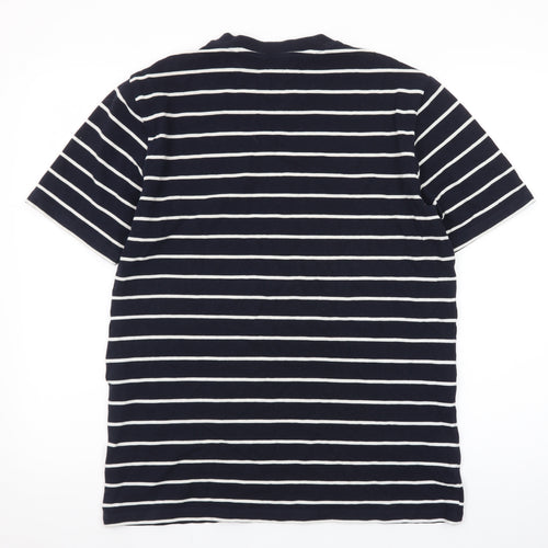 Next Men's Blue Striped Crew Neck Cotton Elastane T-Shirt Size L