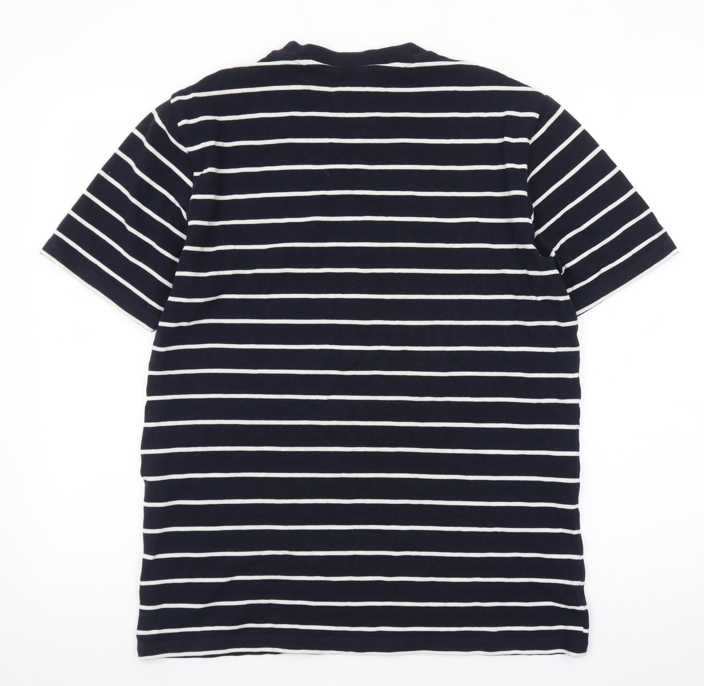 Next Men's Blue Striped Crew Neck Cotton Elastane T-Shirt Size L