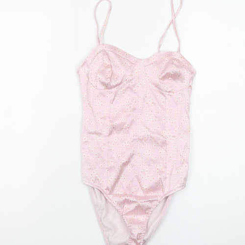 Zara Women Pink Floral Camisole Bodysuit Size 12 Slim Fit