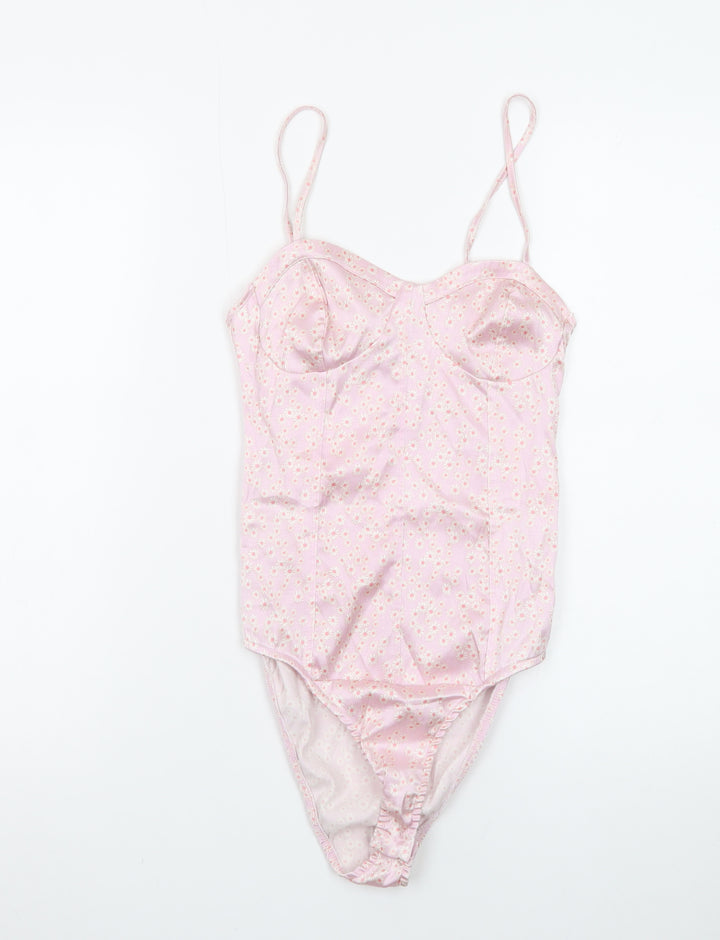 Zara Women Pink Floral Camisole Bodysuit Size 12 Slim Fit