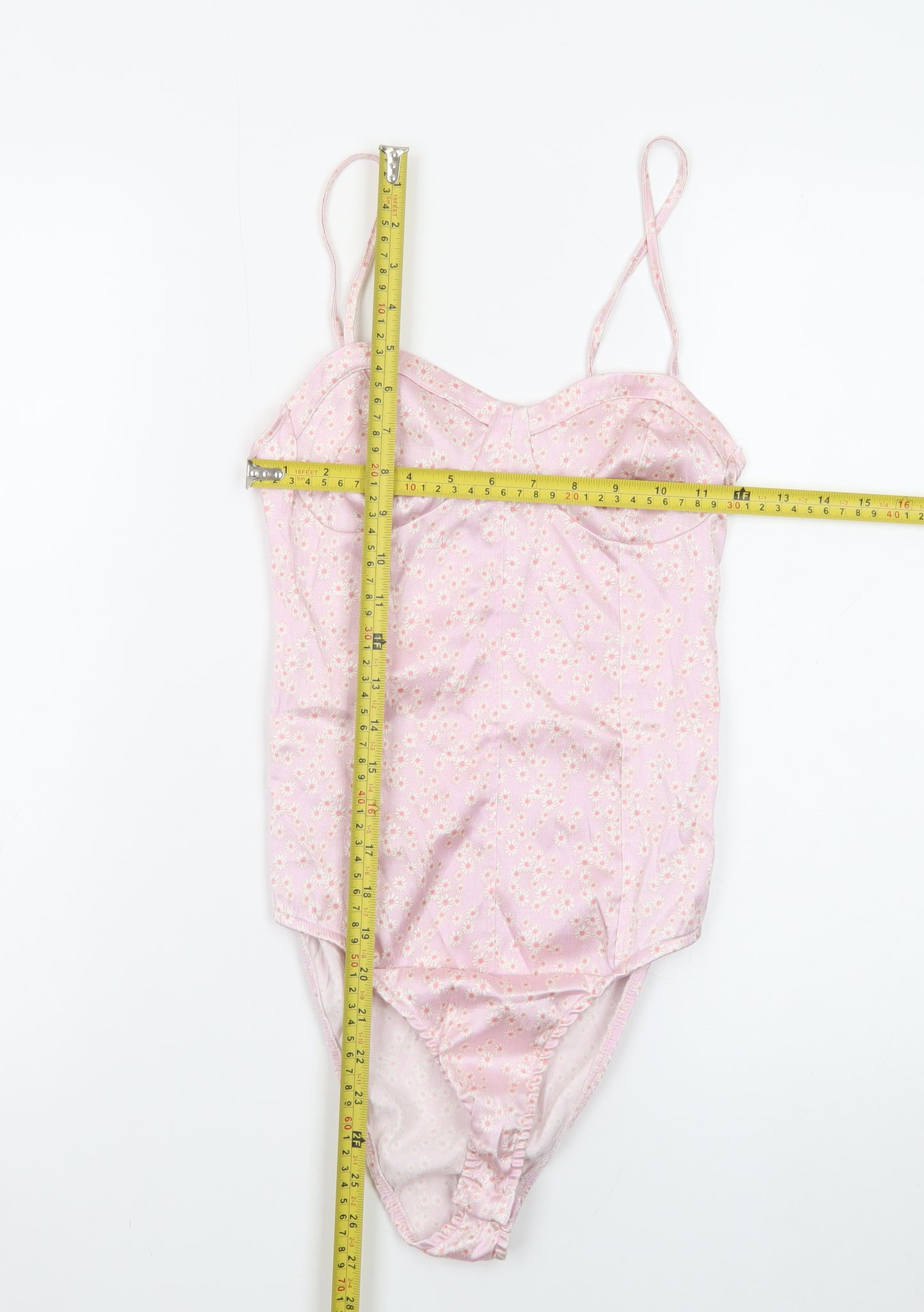 Zara Women Pink Floral Camisole Bodysuit Size 12 Slim Fit
