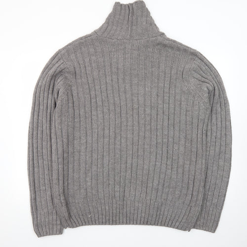 Lee Cooper Men's Grey 2XL Cable-Knit Shawl Collar Jumper