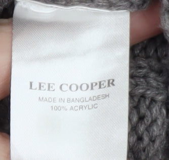 Lee Cooper Men's Grey 2XL Cable-Knit Shawl Collar Jumper